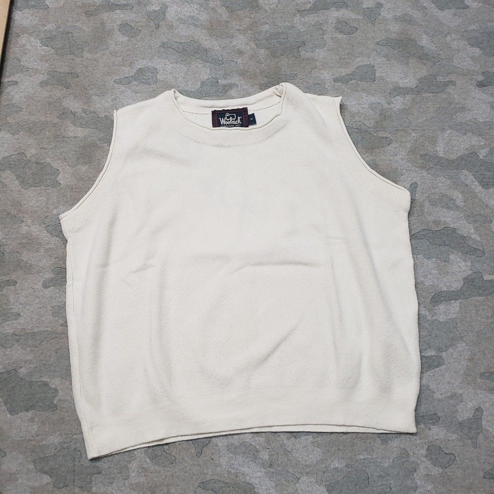 Woolrich Sweater Vest Womens Small Beige Knit Crew Neck Sleeveless